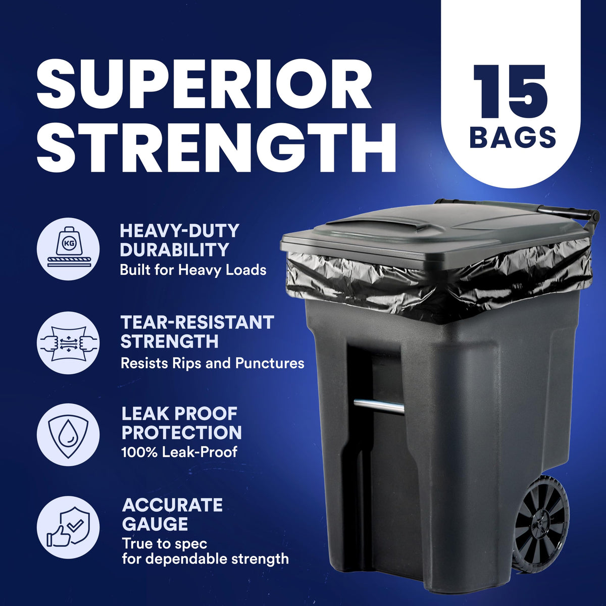 95-96 Gallon Heavy Duty Black Trash Bags W962