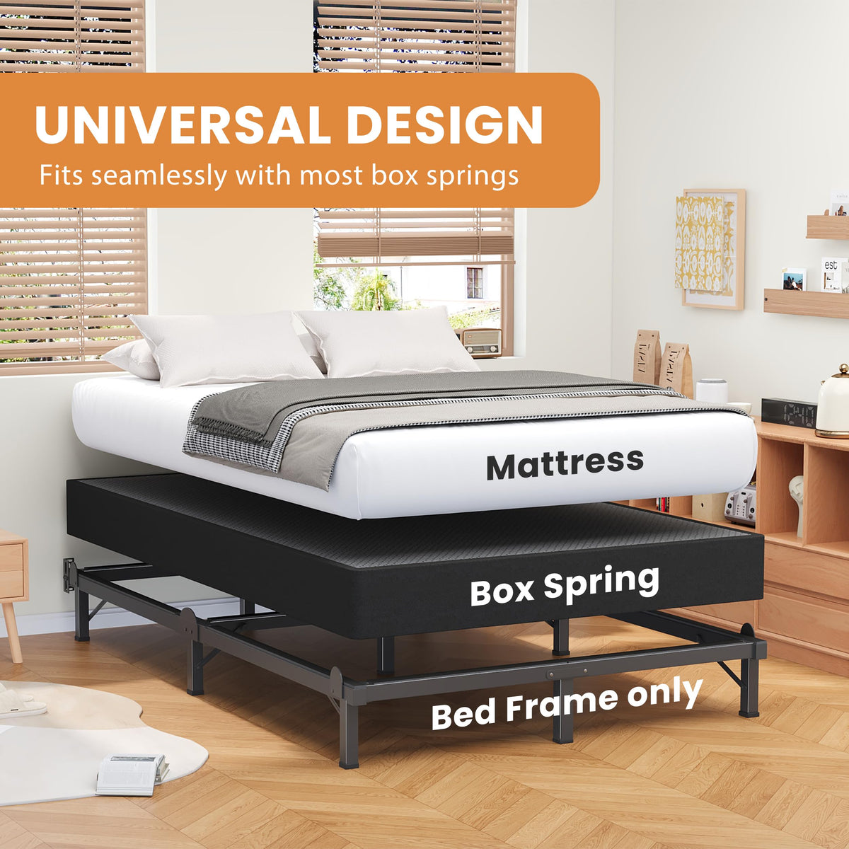 Queen 8 Inches Metal Bed Frame J61360