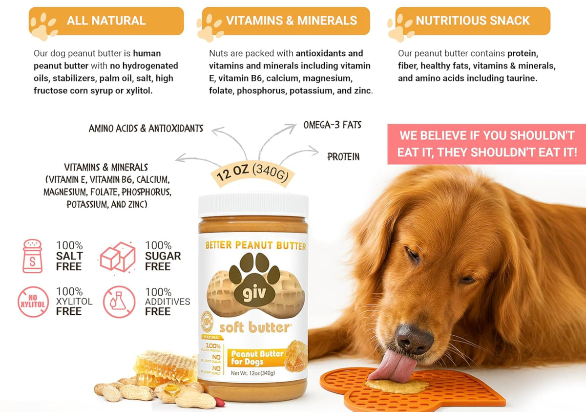 All Natural Peanut Butter for Dogs, 2 Ingredients, 4oz Pouches V511992