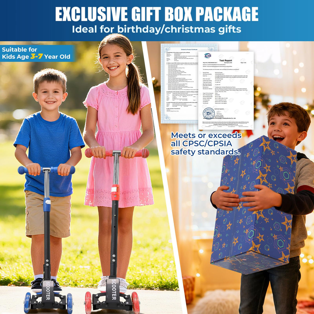 3 Wheel Kids Scooter with LED Light-Up H9416