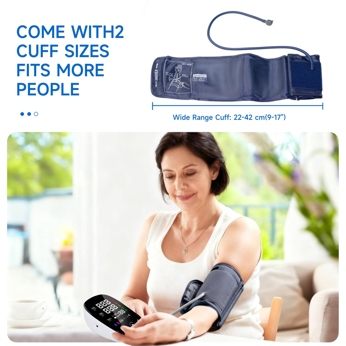 Upper Arm Blood Pressure Monitor with Adjustable Large Cuff J522581