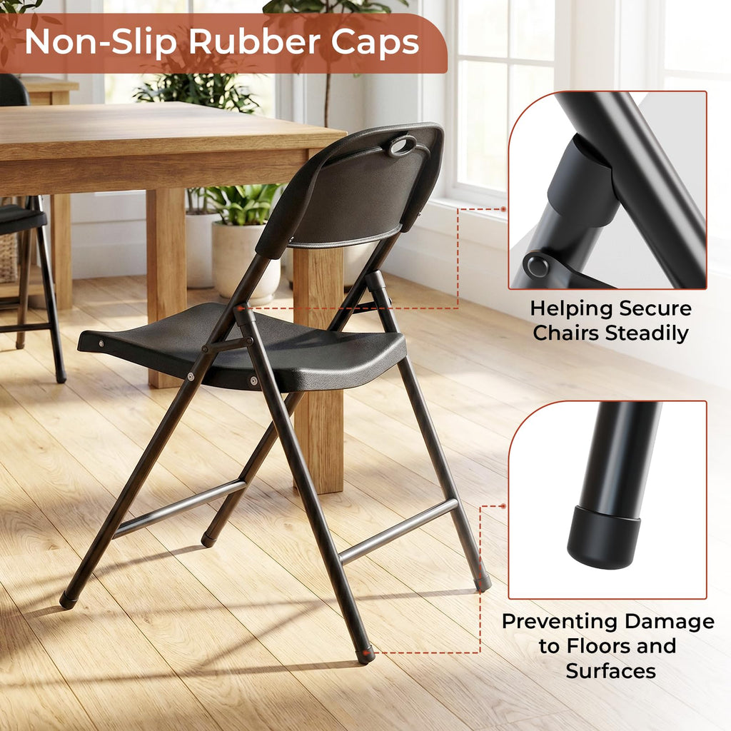 Black Plastic Folding Chair with Steel Frame S4544
