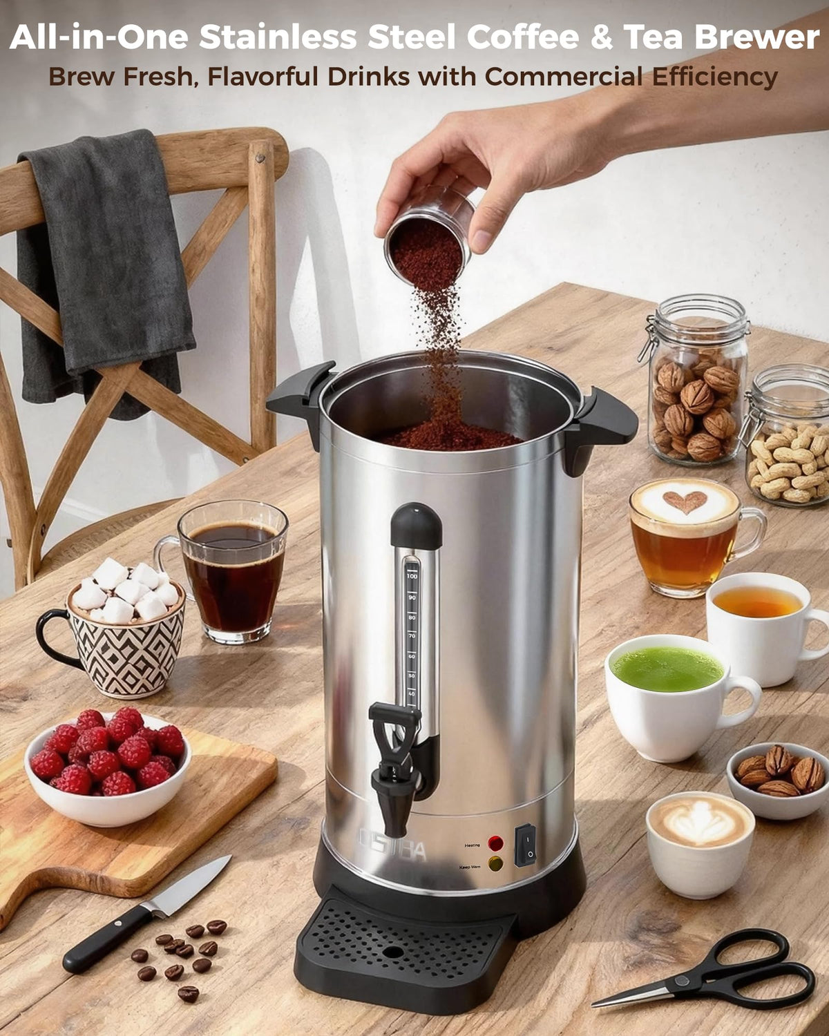 1500W 100 Cup Stainless Steel Commercial Coffee Urn R66898