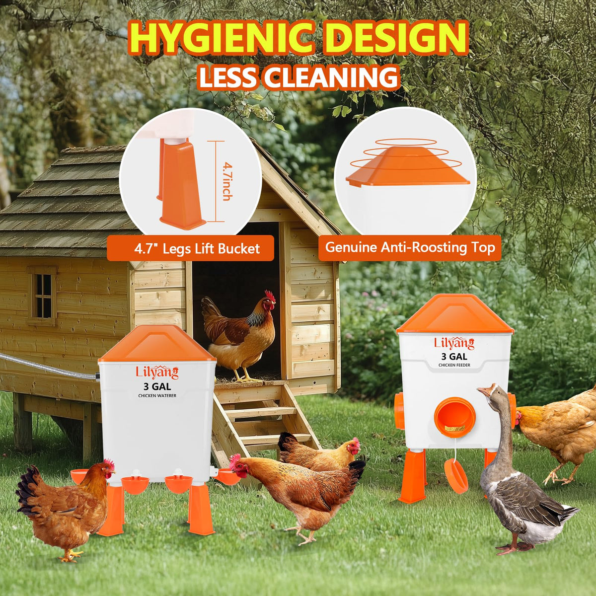 3 Gallon Automatic Chicken Waterer & Feeder Set B2096