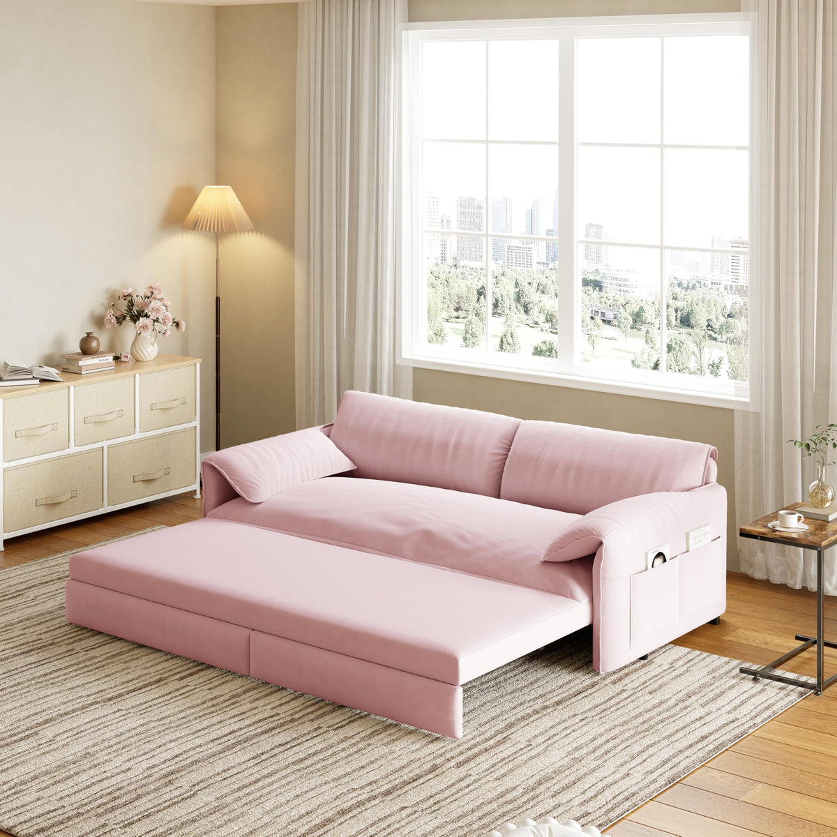 Queen Size Velvet Sleeper Sofa Bed K1396