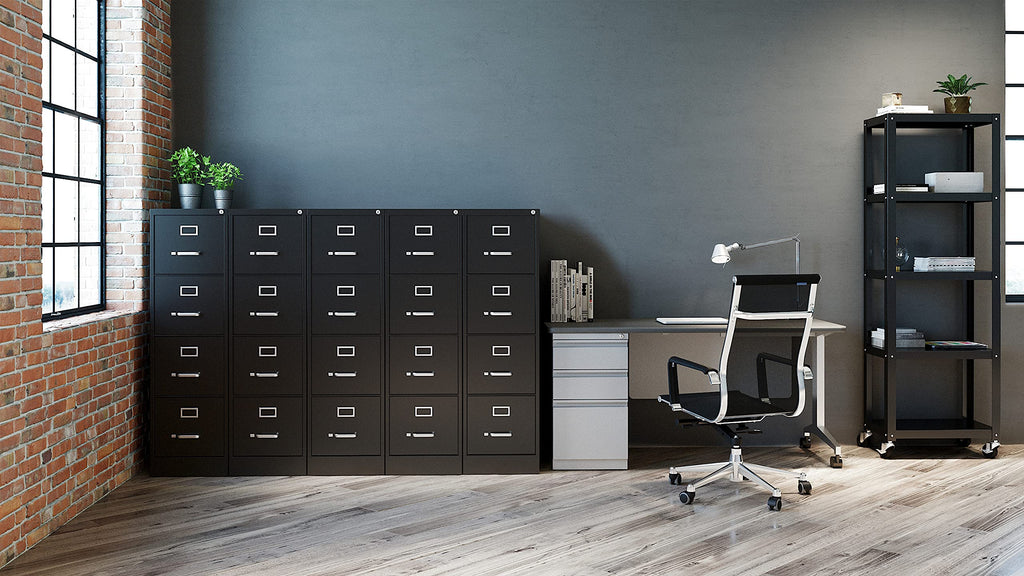 4 Drawer Letter Width Vertical File Cabinet Black E1635