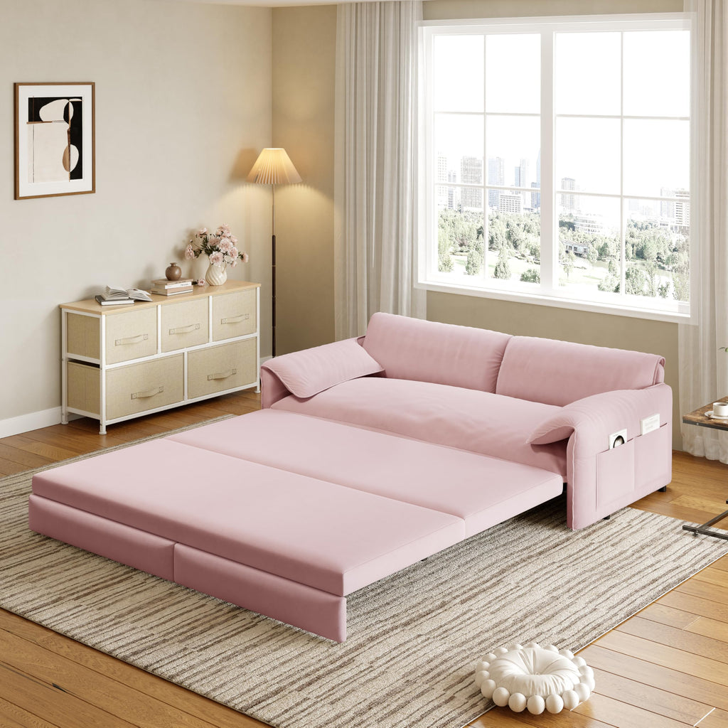 Queen Size Velvet Sleeper Sofa Bed K1396