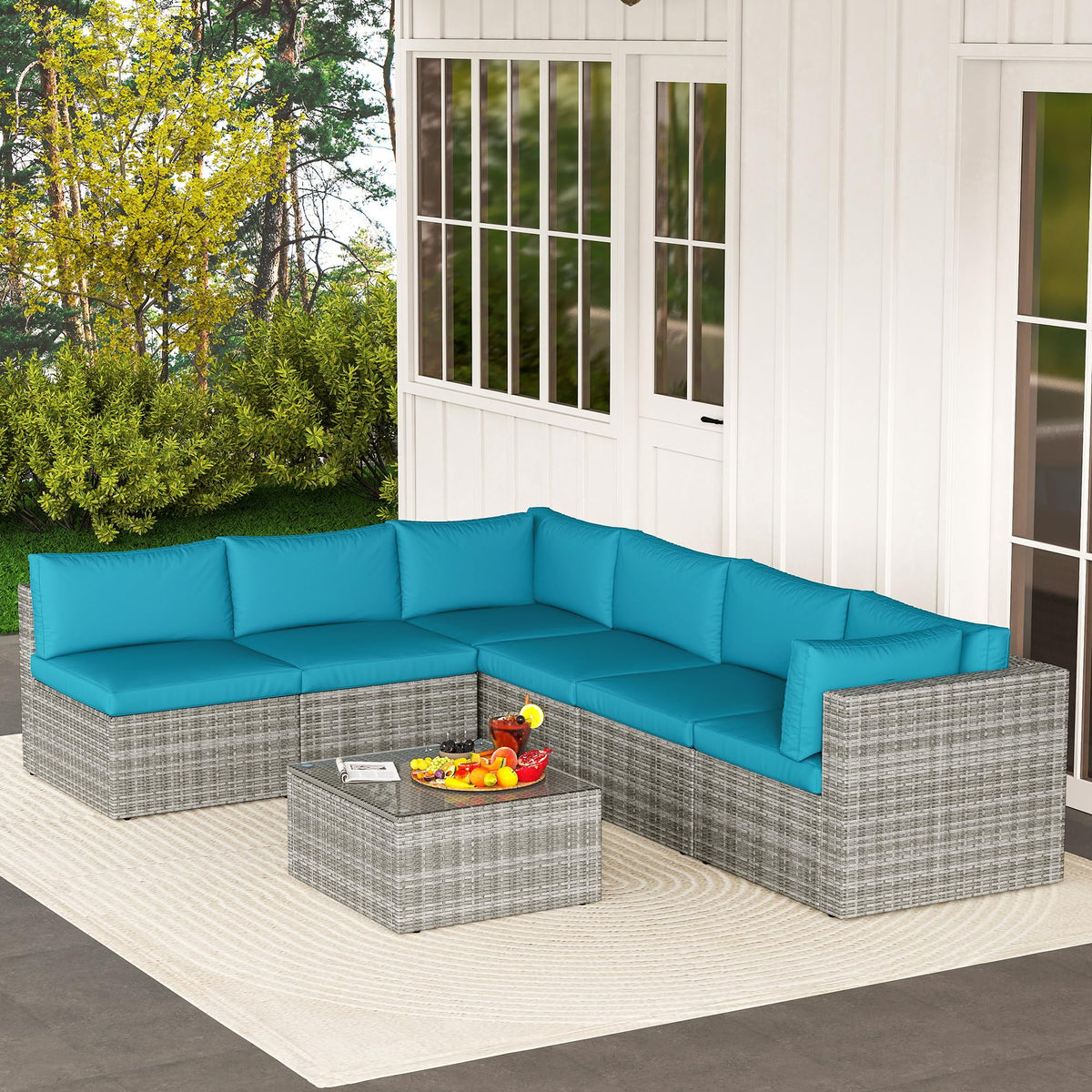 7-Piece Wicker Patio Conversation Set with Coffee Table B846976