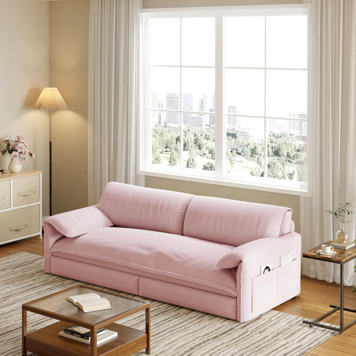 Queen Size Velvet Sleeper Sofa Bed K1396