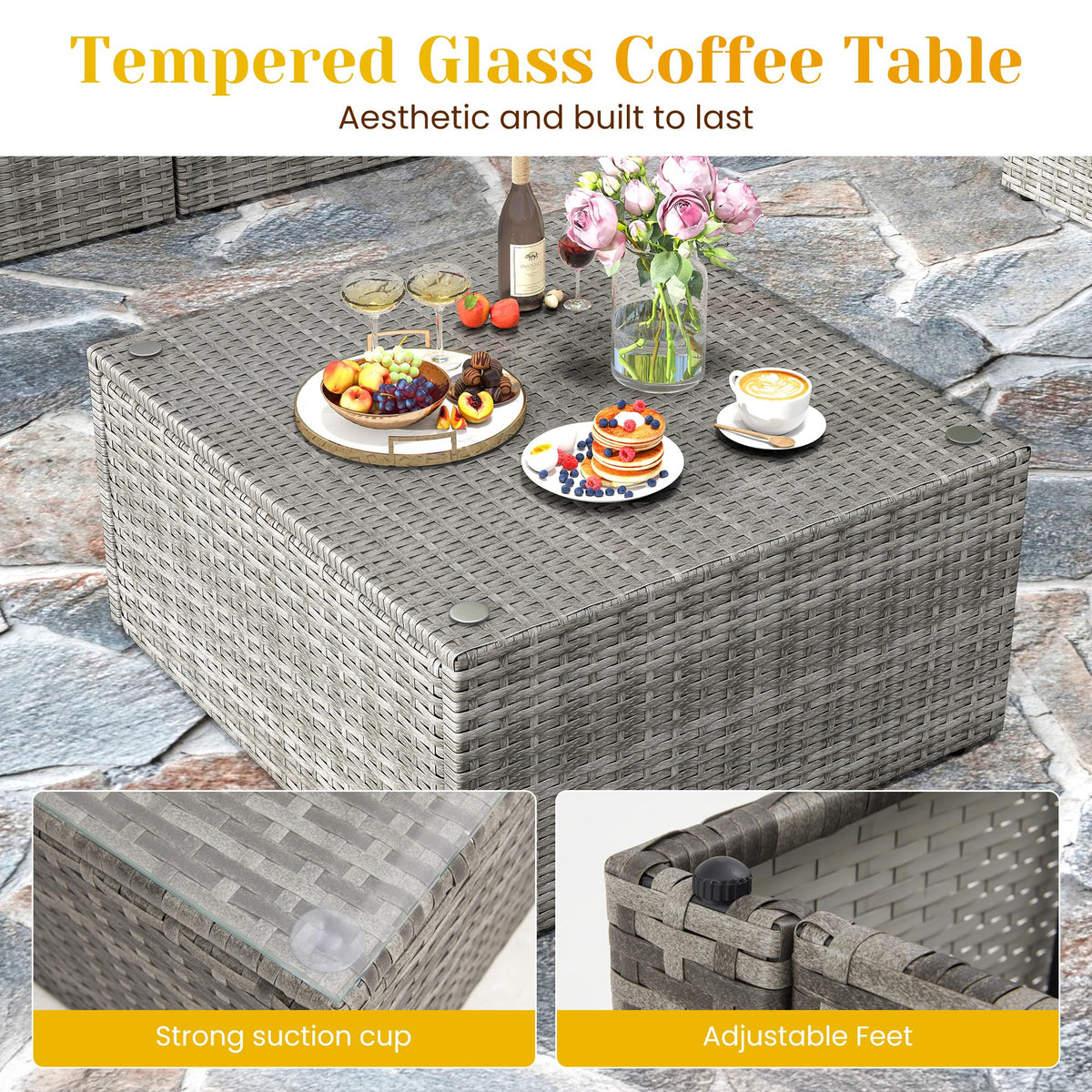7-Piece Wicker Patio Conversation Set with Coffee Table B846976