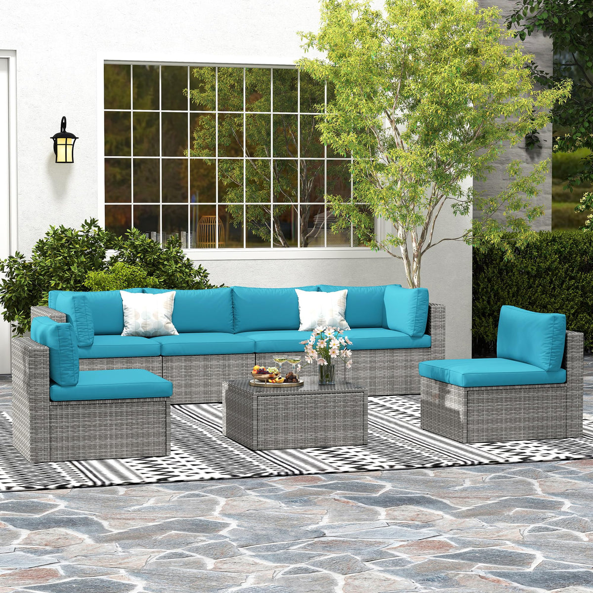 7-Piece Wicker Patio Conversation Set with Coffee Table B846976